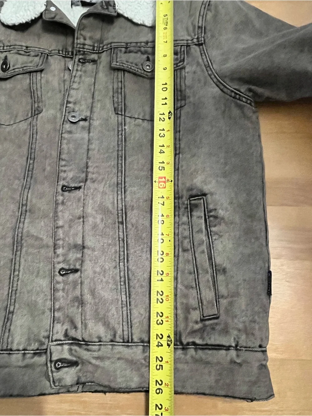 Brooklyn Cloth Stonewashed Gray Denim Sherpa Trucker Jacket Men’s M